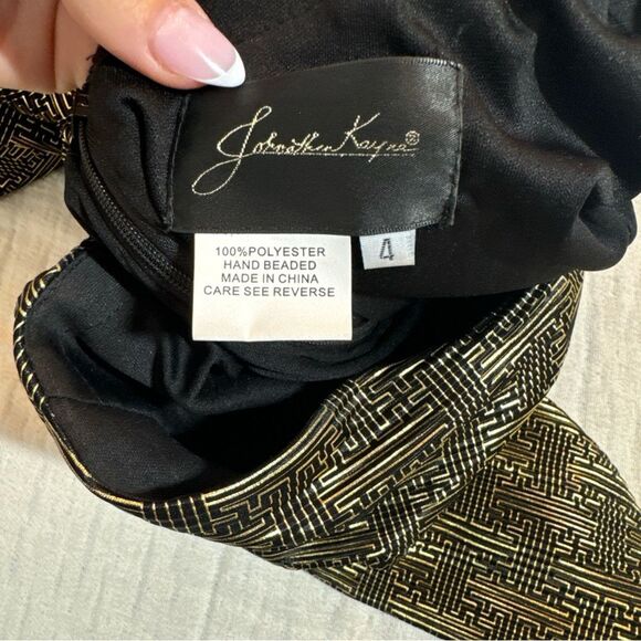 Johnathan Kayne 2884 Long Sleeve Metallic Printed Jumpsuit Size 4 - Picture 6 of 12